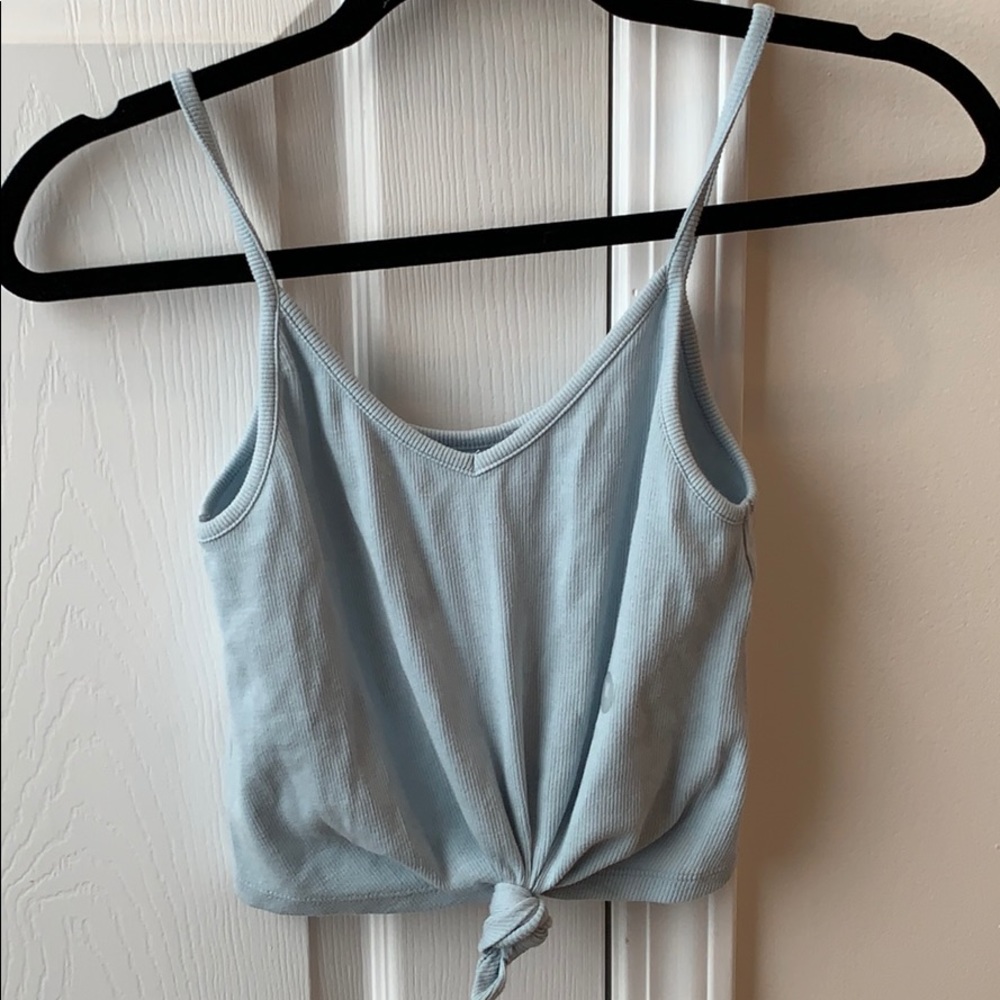 Light blue tie crop top